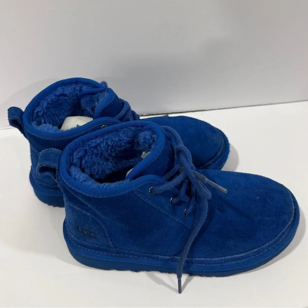 UGG Kids 4 Blue Neumel Boots Suede Shearling Lined Youth 4 Womens 6